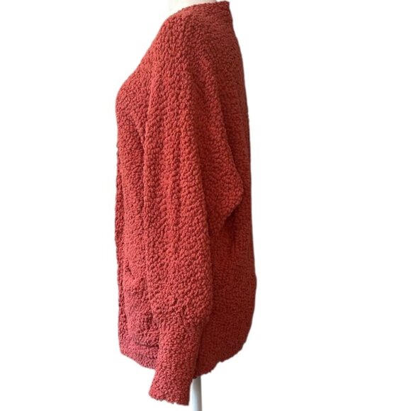 MEROKEETY | Pre-Loved Fuzzy Popcorn Knit Batwing Cardigan – Tearose, Size Large - Picture 8 of 10